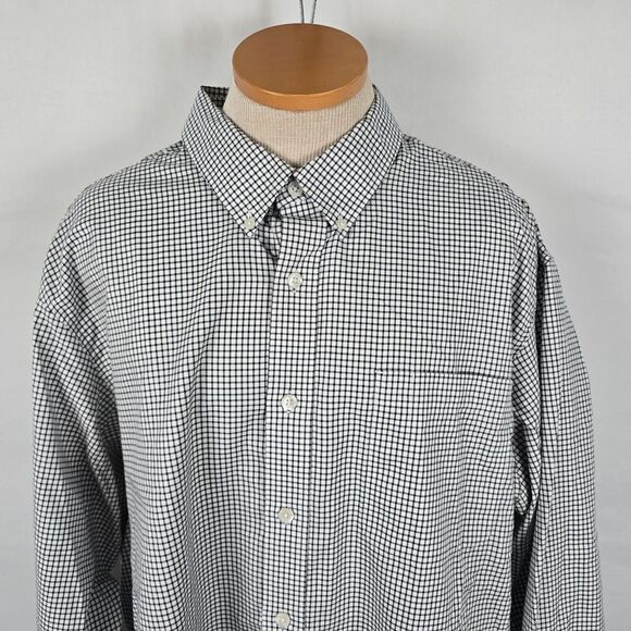 Duluth Trading Dress Shirt Men's 2XLT Black White Check Button Collard Cotton - Picture 2 of 16